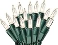Dobar Holiday Pride Warm White Christmas Tree Lights - 100 Count Clear White Christmas Lights on Green Wire (22.5 Ft) - Indoor/Outdoor Use - UL Listed - Static & Blinking Modes