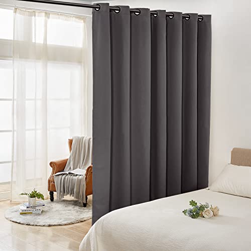 Rose Home Fashion Privacy Room Divider Curtain, Wall Divider for Room Separation, Extra Wide Blackout Curtains for Bedroom, 1 Panel, 12.5ft Wide x 8ft Tall, Dark Grey