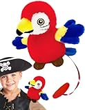 Pirate Shoulder Parrot Plush, Magnetic Parrot Stuffed Animal for Shoulder Prop Accessories, Halloween Pirate Costume Gifts Red