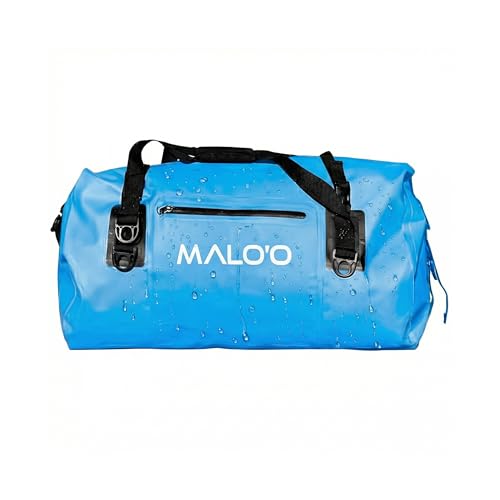 Malo’o Waterproof Dry Duffel, Heavy-Duty Roll Top Waterproof Gear Bag with Shoulder Strap & Molle Loops, Marine Duffel for Kayaking, Boating, Camping, Beach & Travel, Blue, 40L