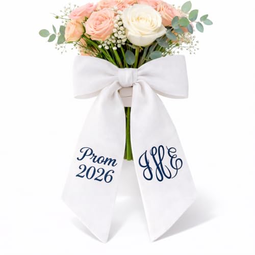 Personalized Prom Bouquet Sash Custom Embroidered Flower Bouquet Ribbon with Name Monogram Sash for Prom Homecoming Graduation Handmade Keepsake Gift
