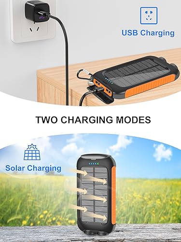 Image of 𝟮𝟬𝟮4 𝙐𝙥𝙜𝙧𝙖𝙙𝙚 Solar-Charger-Power-Bank-38800mAh Waterproof Portable Solar Phone Charger with LED Flashlight /USB C Fast Charge External Battery Pack Compatible for Outdoor, Camping, Travel