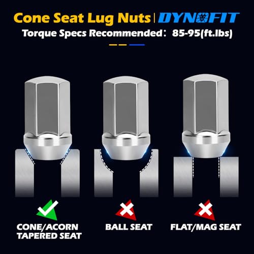 Image of Dynofit 14x1.5 OEM Lug Nuts Compatible with Chevy Silverado 2500 3500 GMC Sierra RAM 2500 3500, 22mm Hex 1.75 inch H,10pcs Chrome Factory Wheel Nuts