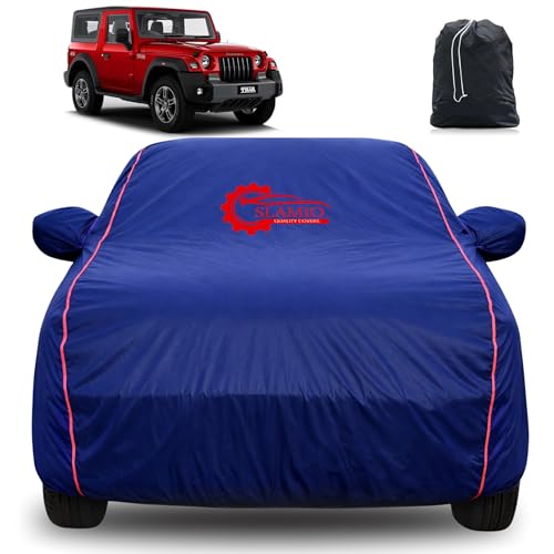Image of 100% Waterproof Car Cover for Mahindra Thar 2020-2026 | All-Weather, Dustproof & UV Protection | Heavy-Duty 3-Layer Fabric | Custom Fit with Mirror & Antenna Pocket | Navy Blue