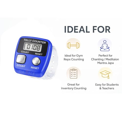 Image of 2 Pcs Mantra Jaap Mala Digital Counter Tally Counting Machine Finger Portable Hand Mini Ring Tasbih Misbaha -Different Use Naam Mantra Jaap Umpire (Multicolor)