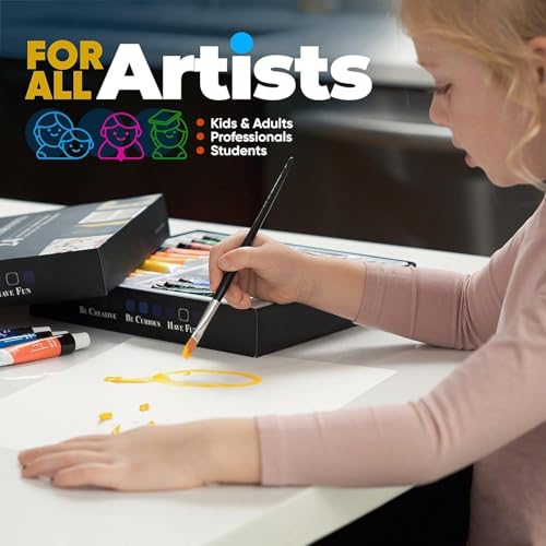 AEM Watercolor Paint Set - Washable Water Color Painting for Kids, Beginners, Art Students, Adults - Art Supplies Kit 24 Water Coloring Paint Tubes, Brush Set, Paper & Palette/Pan for Water Colors