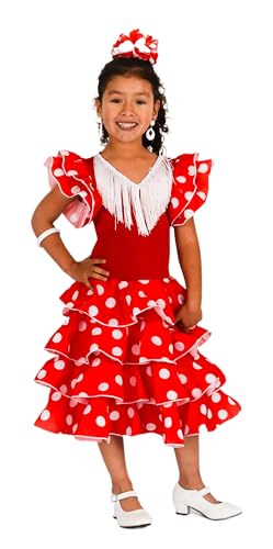 Robe pour fille danse flamenco costume sévillane jupe espagnole à volants pour spectacle enfant