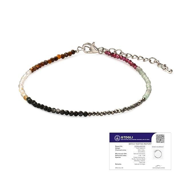 Astrotalk Dhan Yog Anklet | Pyrite Jade Tiger Eye Citrine Clear Quartz Green Aventurine Bracelet for Wealth Prosperity & Growth | Anklet for Women | Jewellery for Women