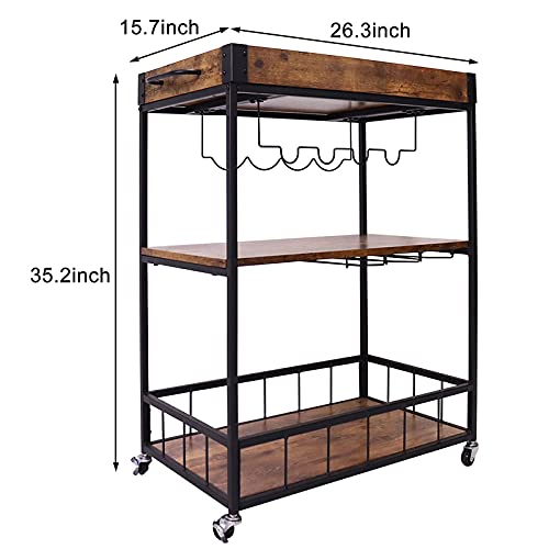 Aboxoo ZY2085 Wine Serving Bar Cart 3 Tier Home Rolling Rack thumb #8
