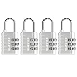 3-Digit Small Combination Lock for Locker - 4Pack Resettable Luggage Locks for Travel Backpack Suitc