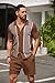 COOFANDY Men's 2 Pieces Short Set Short Sleeve Vintage Button Down Shirts and Summer Pants Casual Beach Outfits Brown