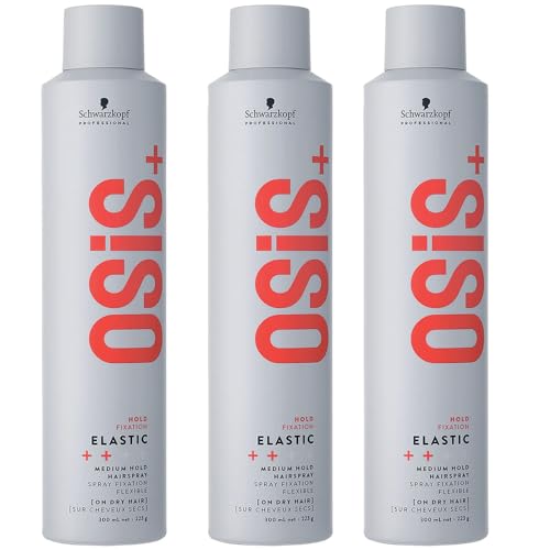 Schwarzkopf Professional OSiS Elastic Laque Cheveux Coiffant Superposable Finition Lisse Anti Humidité Protection Thermique Fixation Normale 300 ml - lot de 3