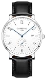 Fashion Automatic Mechanical Watches Mens Leather Strap Watch 30M Waterproof Simple Dial Wristwatches (Silver Black)