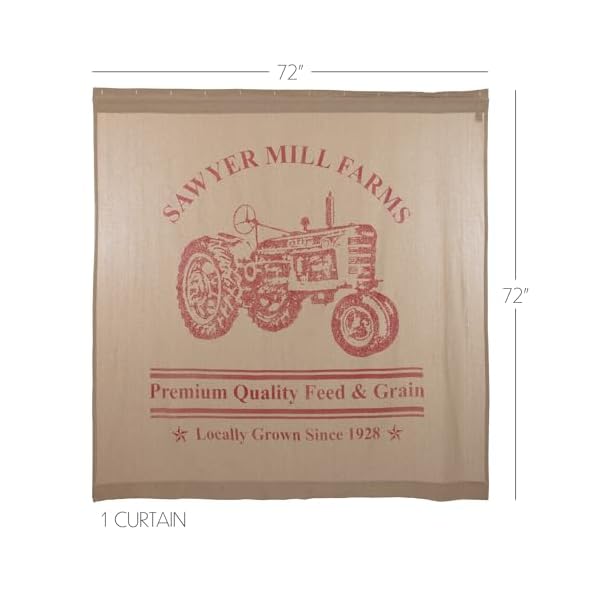 Vhc brands sawyer mill red farmhouse living textured fabric shower curtain for bath 72×72  urban country home decor