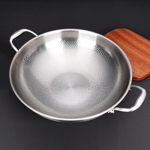 STEHEMO 14 Inch Titanium Hammered Wok with Double Handles, Frying Pans Nonstick, Non-Stick Wok,