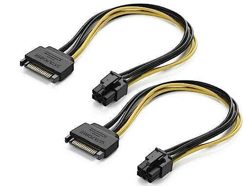 Cable de alimentación SATA 15-pin a PCIe 6-pin 8 pulg. 2 pack