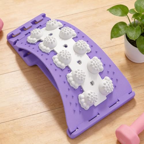 Back Stretcher Cracker Lumber Support Board 4 Level Adjustable Traction Massager Board with Nodes Lightweight Orthopedic Cushion for Back Neck Shoulder Discomfort