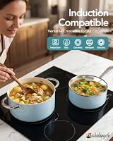 MICHELANGELO Pots and Pans Set Non Stick, 8-Piece Ti-infused Ceramic Cookware Set with Silicone Utensils - Induction Compatible, Oven Safe, PFOA-Free, Blue — image 7