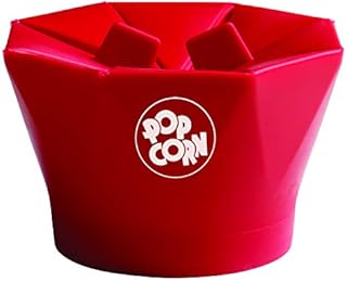 Chef'n PopTop Microwave Popcorn Maker, Silicone, Red