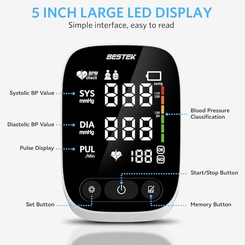 BESTEK Blood Pressure Monitor Automatic Upper Arm BP Cuff (9 -17 Adjustable) 15 + Free Shipping w/ Prime + 40% Off Code 4G5BXEJV - image 3