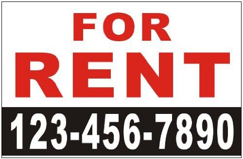 3' X 4.5' Custom Printed for Rent Banner Sign with Your Phone Number