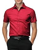 H2H Mens Slim Fit Short Sleeve Botton Down Shirts Casual Business Uniform, Kmtsts0132-red, 3X-Large