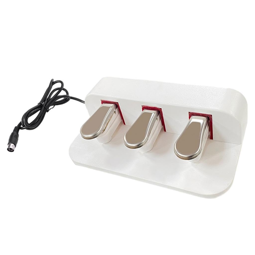 Pédale de sustain antidérapante triple pédale pour clavier piano électrique Performance Blanc 30 x 7,5 x 17 cm