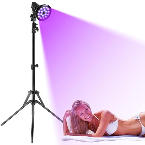 Ibtyzo Lámpara Bronceadora para el Hogar - 54w Lámpara de Bronceador para Cara y Cuerpo Lámpara UV Bronceado 395nm Lámparas de Bronceado Con Soporte de Aaltura Ajustable y Gafas