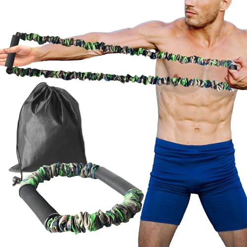 Archery Bow Trainer, 25 45 55 Lbs Archery Band Draw Exerciser Training, Rubber Strength Bands for Recurve Bow Compound Bow Shooting Beginner Experts (Green Camouflage - 45LBs for Intermediate)