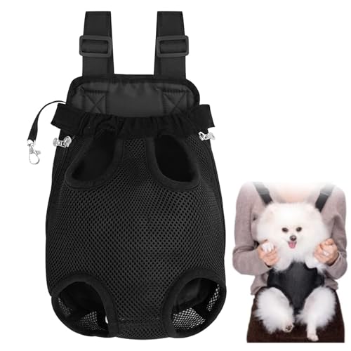 Dog Carrier Backpack, Adjustable Pet Carrier Backpack for Front and Back, Cat Dog Carrier Legs Out Rucksack for Camping Traveling Hiking with Hook and Loop, Breathable Mesh