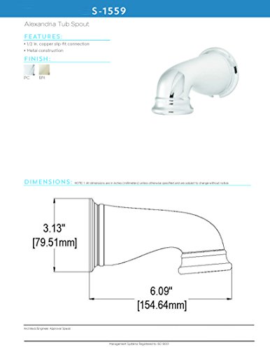 Speakman S-1559 Alexandria Bathtub Spout without Diverter for Stylish Bathroom Dcor, Polished Chrome - Thumbnail 3