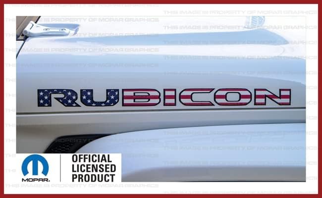 Miniatura 1 de Decal Mods Rubicon - Calcomanías gráficas para capó para Jeep Wrangler/Gladiator JL (2018-2023) bandera de Estados Unidos, contorno negro (juego de