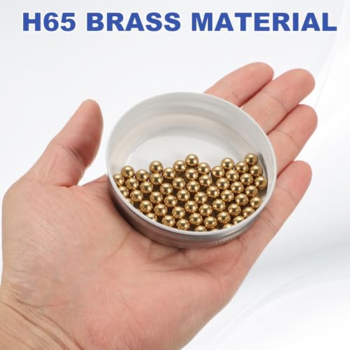 QUARKZMAN 60 Stk. Kugellagerkugeln, 6,35 mm Durchmesser Präzisionsmassive Messingkugeln Industrielle Messingkugeln für Maschinen, Automobil und DIY