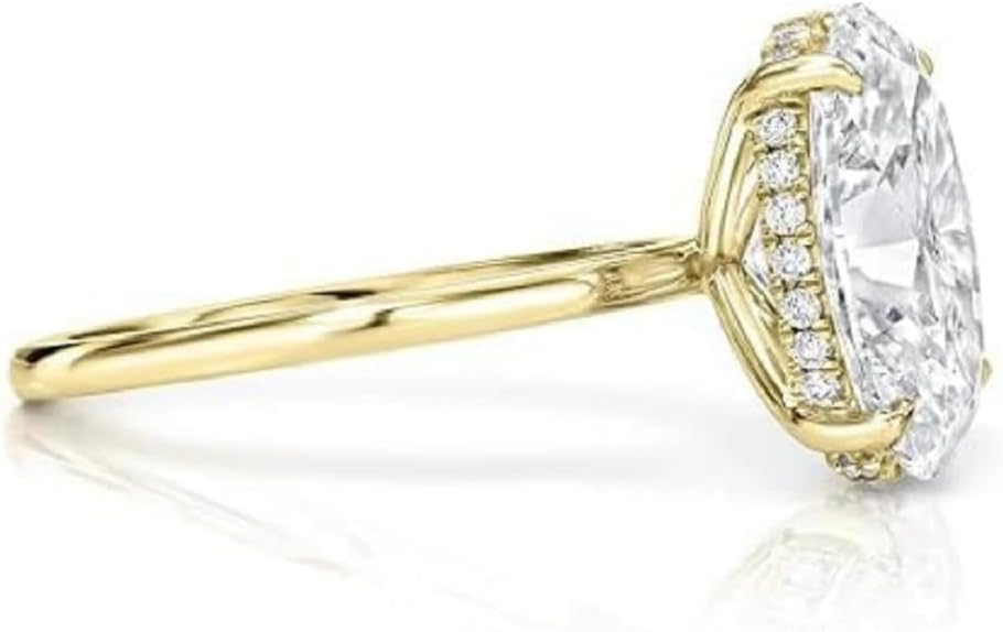 2-4CT Elongated Oval Moissanite Engagement Rings for Women Handmade Wedding Bridal Ring Set Solitaire Hidden Halo Silver 10k 14k 18k Solid Gold Gifts For Her