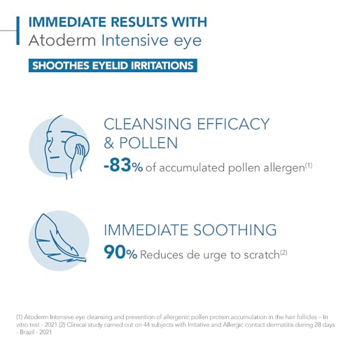 BIODERMA Atoderm Intensive Eye - Soin 3-en-1 démaquillant, apaisant et réparateur des paupières - Bonne base de maquillage - Peaux très sèches, irritées à tendance atopique - Tube 100 ml