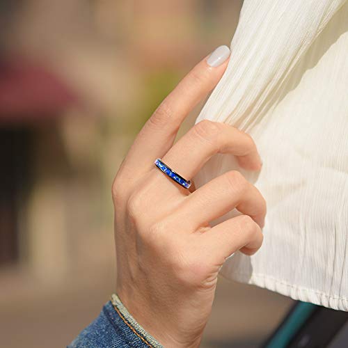 Three Keys Jewelry Ceramic Womens Galaxy Blue Blue Rocks Wedding Domed Band 4Mm Ring Polish For Women Inlay Engagement Black Size 7 #TOP3