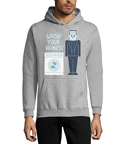 Sweat à capuche Frankenstein anti-bactérien en coton gris unisexe