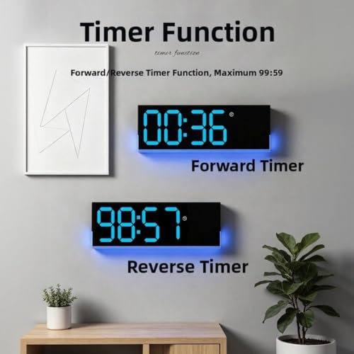 Horloge murale numérique LED avec compte à rebours et éclat réglable - 4