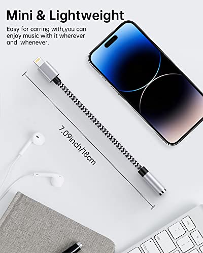 Image of 3.5mm to Lightning Adapter, Apple Dongle Jack Converter for Aux Cable Wire [Mfi Certified]2pack Male to Female Headphones /Earbuds Ox Connector for iPhone 14 Pro Max 13 12 11 XR XS SE 8 Plus iPad iPod