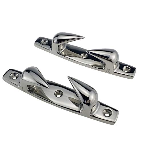 Keehui Heavy Dudy Marine Grade 316 Stainless Pair Of 3 Holes 4-1/2"(119Mm) Boat Angled Bow Chocks Yacht Deck Dock Mooring Rope Cleat Chock #TOP16
