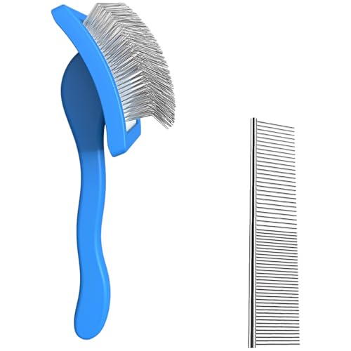 Cepillo para perros que elimina el pelo suelto en casa con mango ergonómico juego de 2