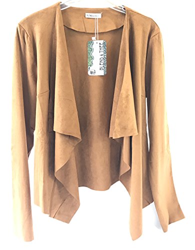Women's Long Sleeve Cardigan, Faux Suede, Chic Look, Drape Front2