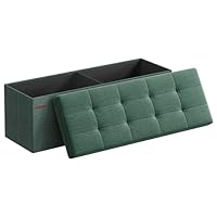 SONGMICS Storage Ottoman, Padded Foldable Bench, Chest with Lid, for Bedroom, Hallway, Living Room