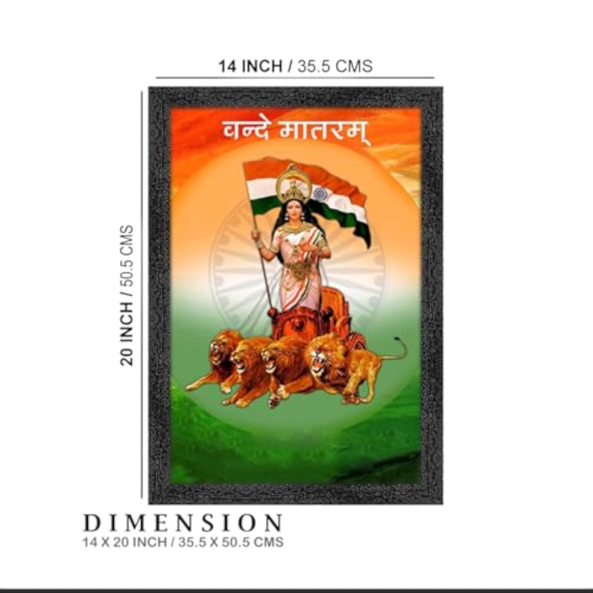 Bharat Mata Photo Frame, Black, 14x20 Inch