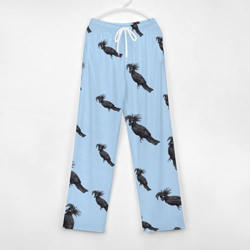 Black Cockatoo Bird Men's Pajama Pants Lightweight Pjs Bottoms Sleep Lounge Pant with Pocket Drawstring 6