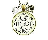 Gutsy Goodness Faith Hope Love Necklace Womens Inspirational Friendship Jewelry 24'