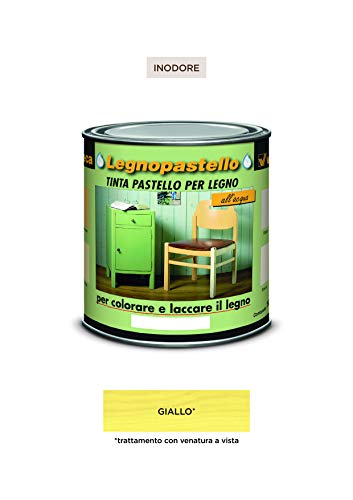 Veleca LEGNOPASTELLO Giallo - ml. 250 TINTA PASTELLO PER LEGNO INODORO ALL'ACQUA