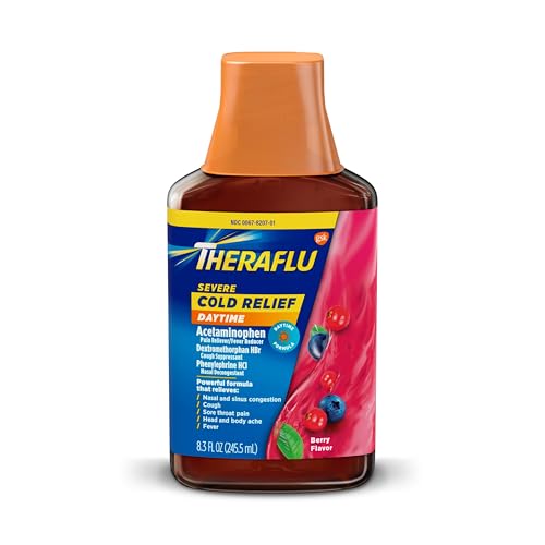 Theraflu Daytime for Relief from Severe Cold and Cough, Berry Flavor Syrup, 8.3 ounce Bottle