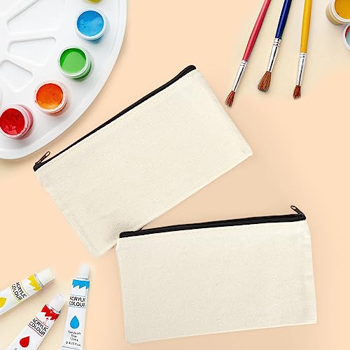 Pabues 1-199 14 Pieces 8 X 4.7 Inch Blank Craft Diy Canvas Pen Pencil Case- Cotton Canvas Invoice Bill Bag Makeup Bag Cosmetic Bag Multipurpose Travel Toiletry Pouch thumb #6
