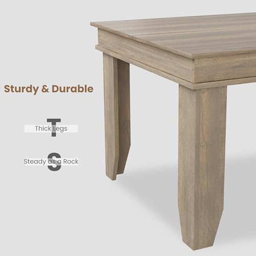 Image of GarveeHome Farmhouse Dining Table for 6-8 People, 71 in Long Kitchen Tables with Wooden Sturdy Frame, 6 ft Large Rectangular Dinner Table for Dining Room, Kitchen, Natural Oak, 71 inch Non-extendable
